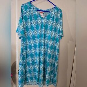 Large Ruby Rd.Favirites  Blue and White And Green Casual Lightweight Dress